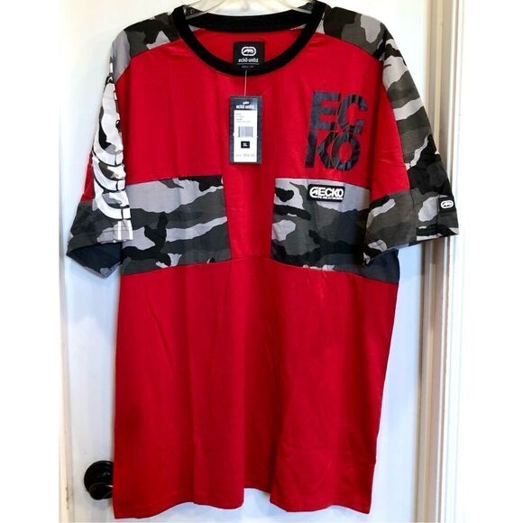 ECKO UNLTD - M Sz XL - NWT Ecko Red Short Sleeve Tee/Black & Gray Camo Detail - Picture 10 of 13